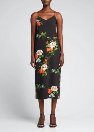 Tibi Quinn Floral-Print Crepe Slip Dress - at Bergdorf Goodman